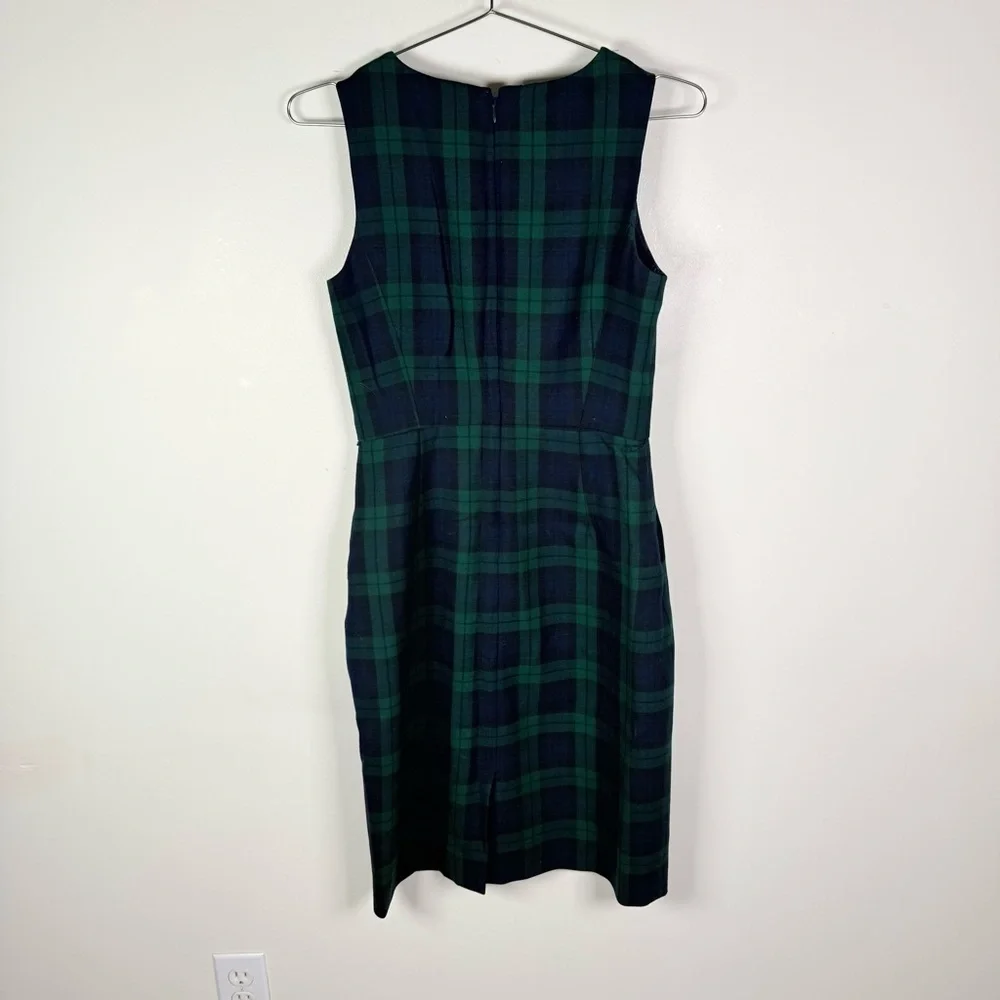 J.Crew Black Watch Plaid Wool Sleeveless Sheath Dress